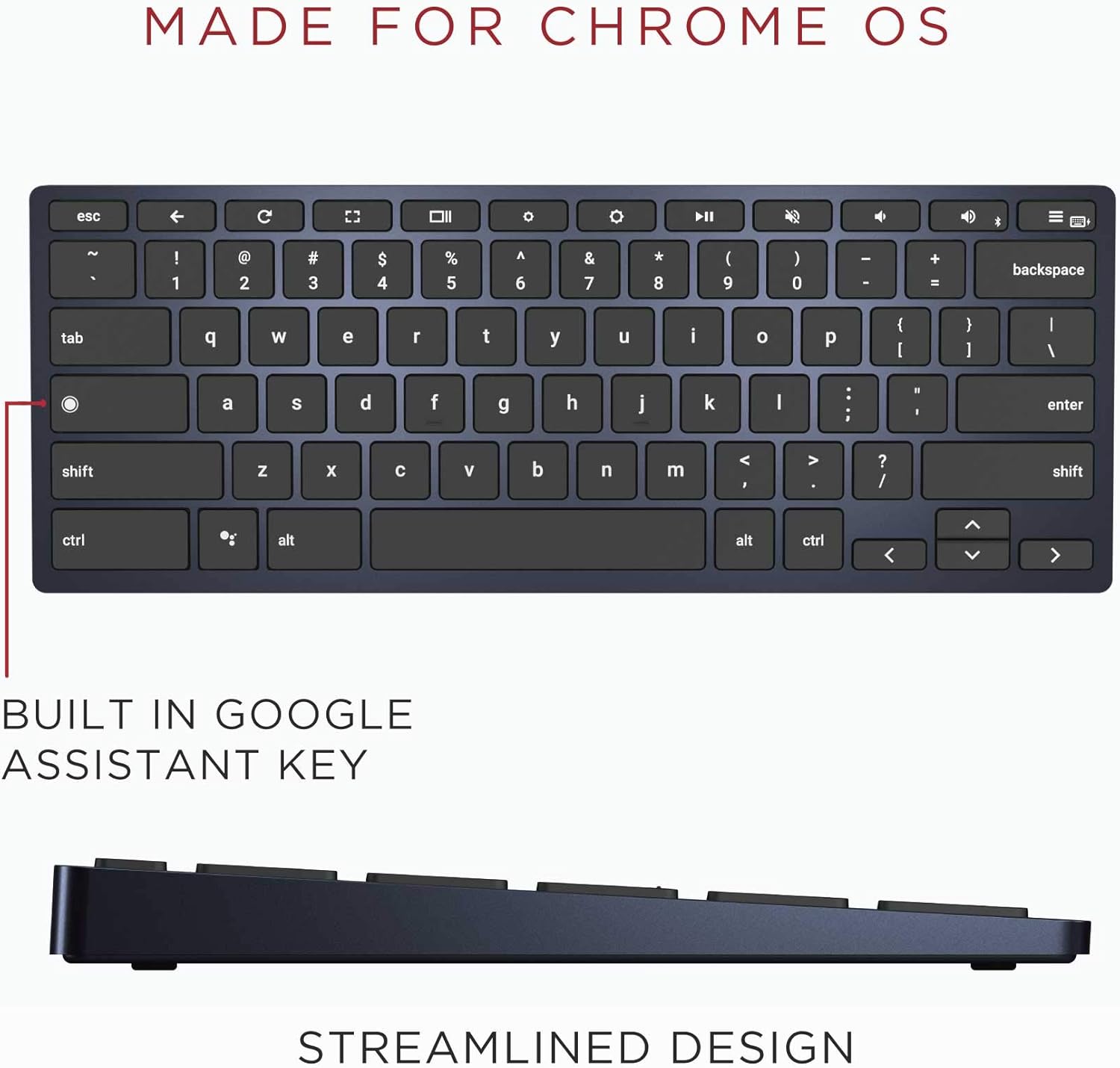 Wireless Bluetooth/USB Wired Desktop Keyboard for Chrome OS V5425