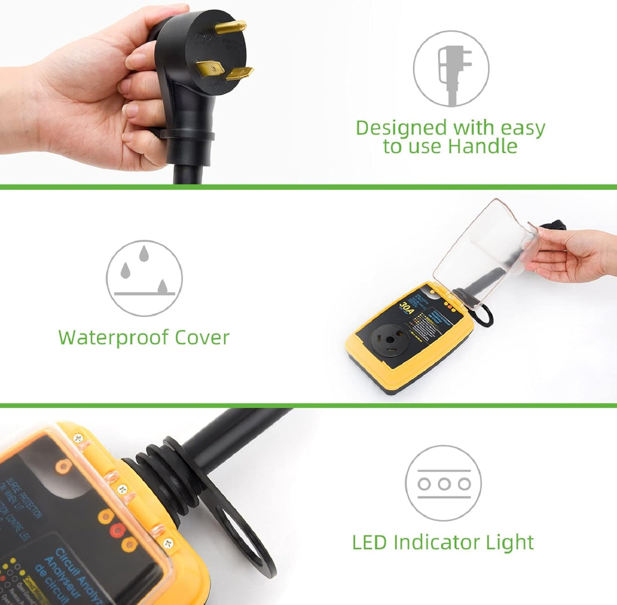 30 Amp RV Surge Protector with Waterproof Cover K2907