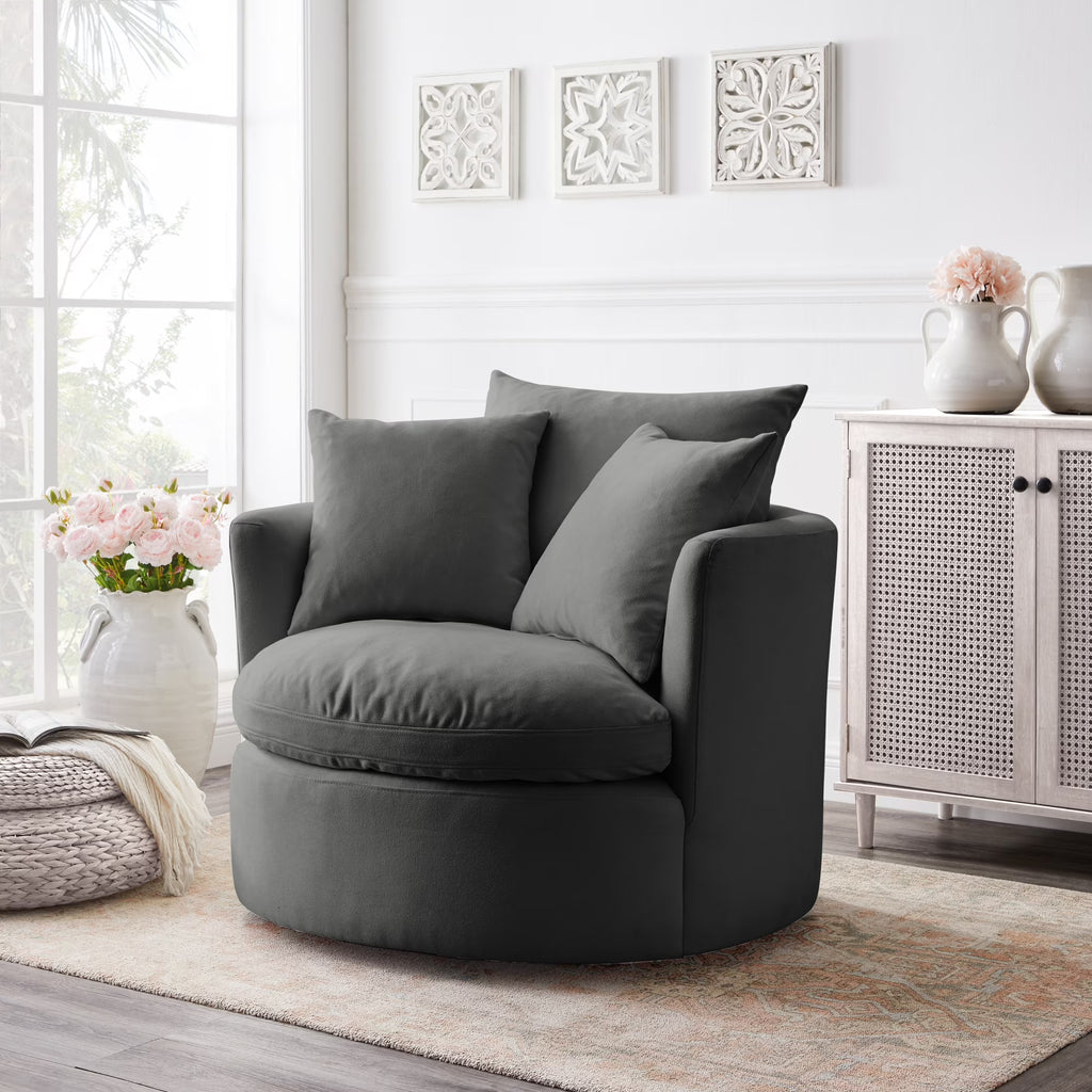 Charcoal Linen 360 Swivel Accent Chair C422