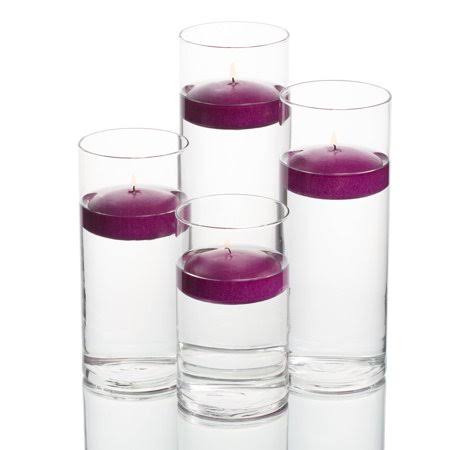 Purple Set of 48 Floating Candles and Cylinder Holders Z9148