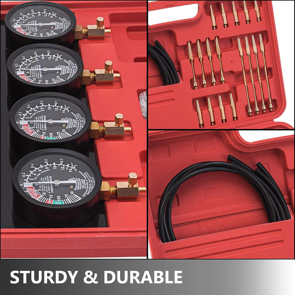Fuel Vacuum Carburetor Synchronizer Gauge Set with Rubber Hose Pack of 2 Q42844