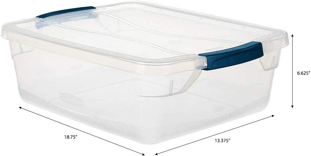 Clear 16 QT Pack of 6 Stackable Plastic Storage Containers with Latching Clear Lids G282395