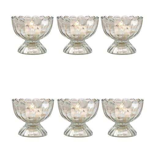 6 Pack Vintage Mercury Glass Candle Holders X36704