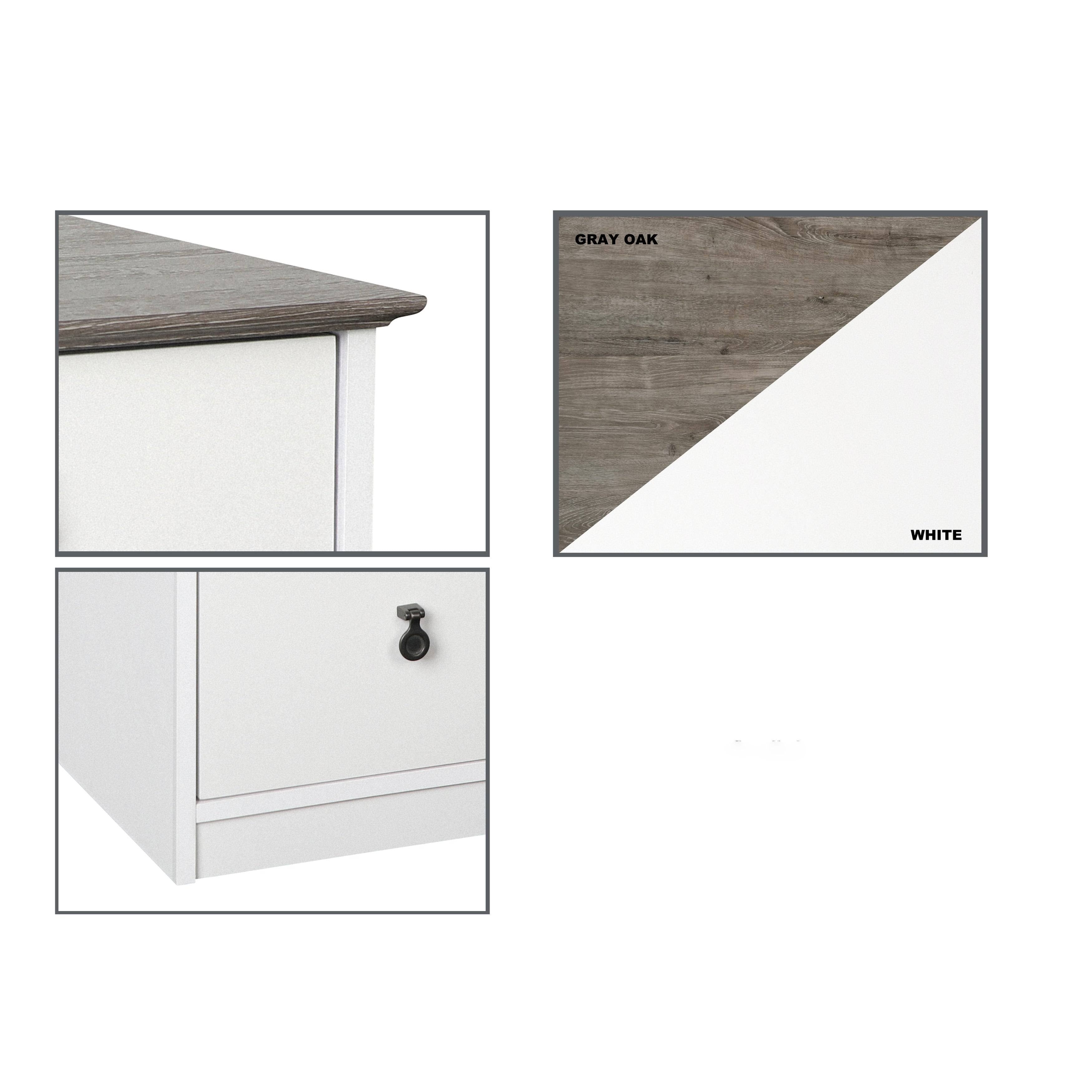 White Gray Oak 3-Drawer Filing Cabinet T543439
