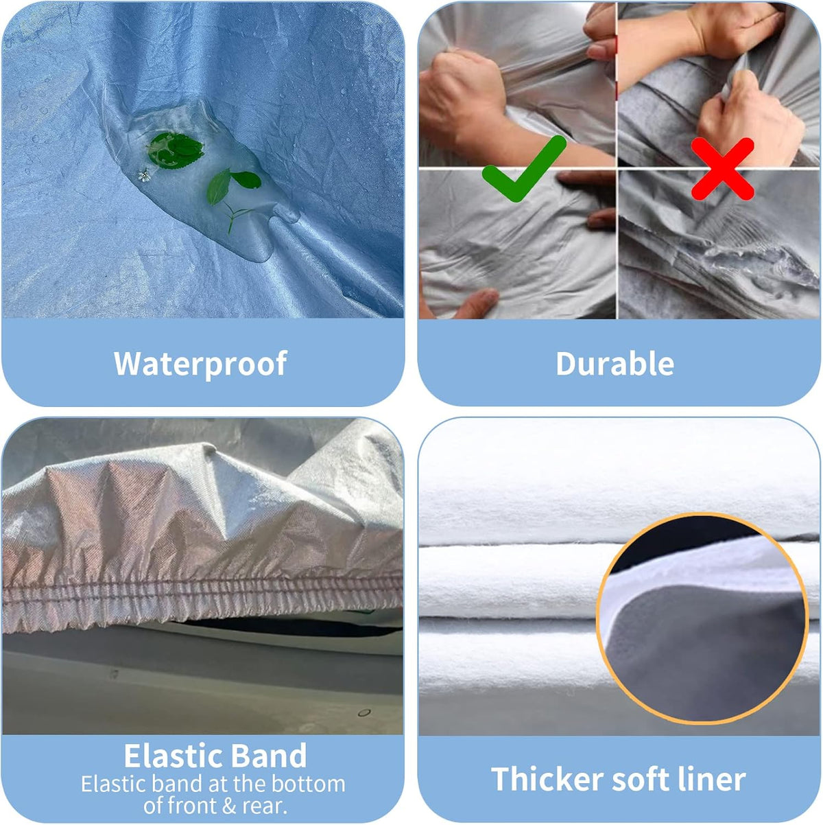 6 Layers Waterproof Cotton Car Cover with Zipper Y1248