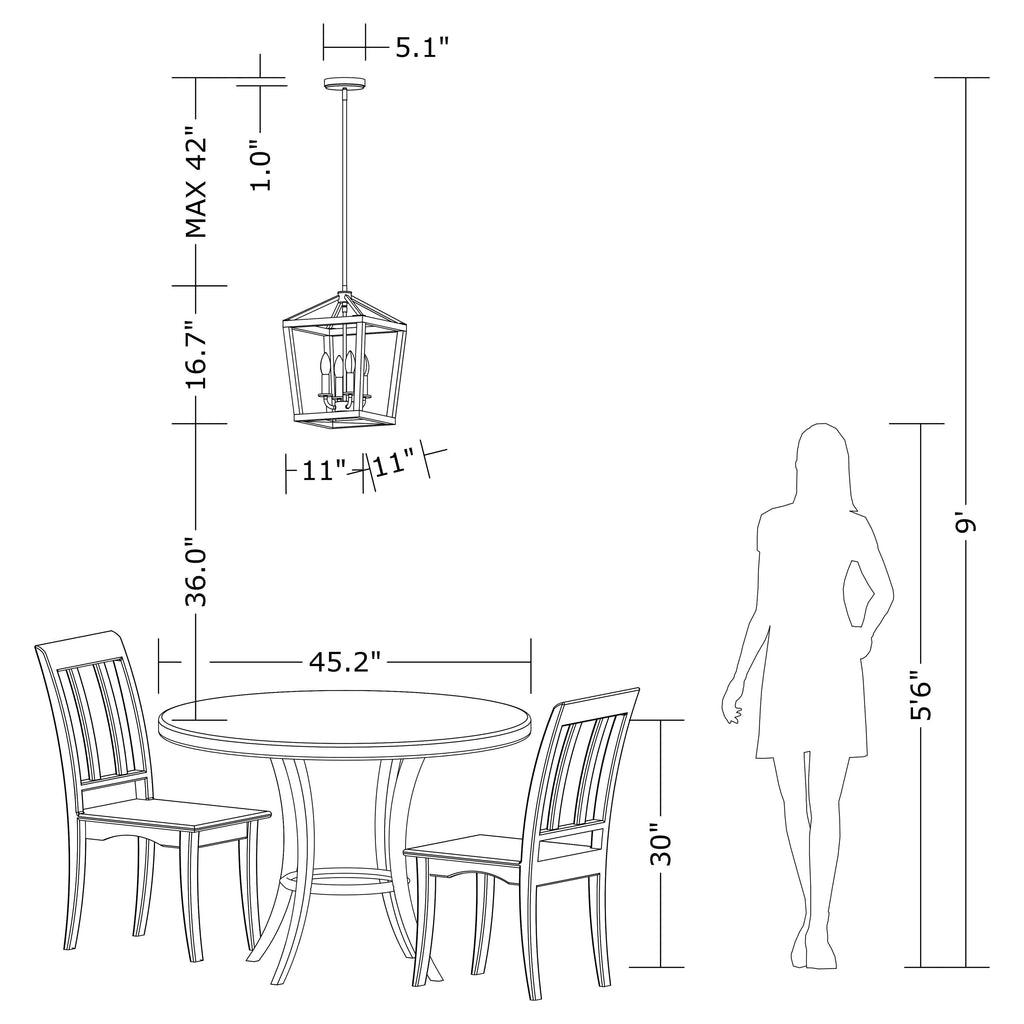 4-Light Antique Black Iron and Wood Cage Chandelier I42203