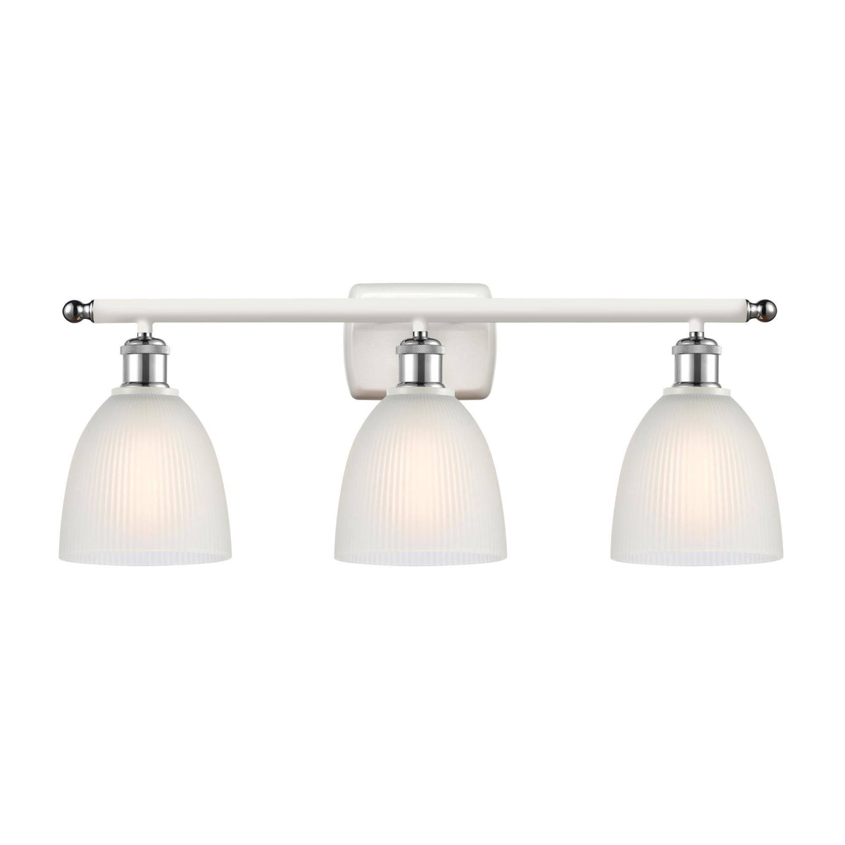 White and Polished Chrome 3 Light Bath Vanity Light S755913