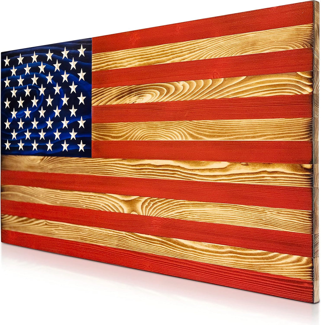 Solid Wood Wall Art with Engraved Stars T5664
