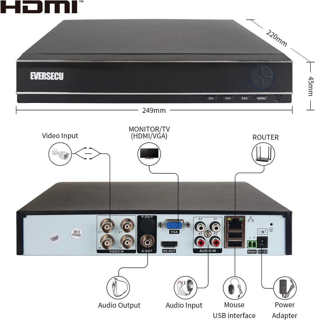 4 Channel 1080P DVR Security Camera System with 4 Weatherproof Cameras C3480