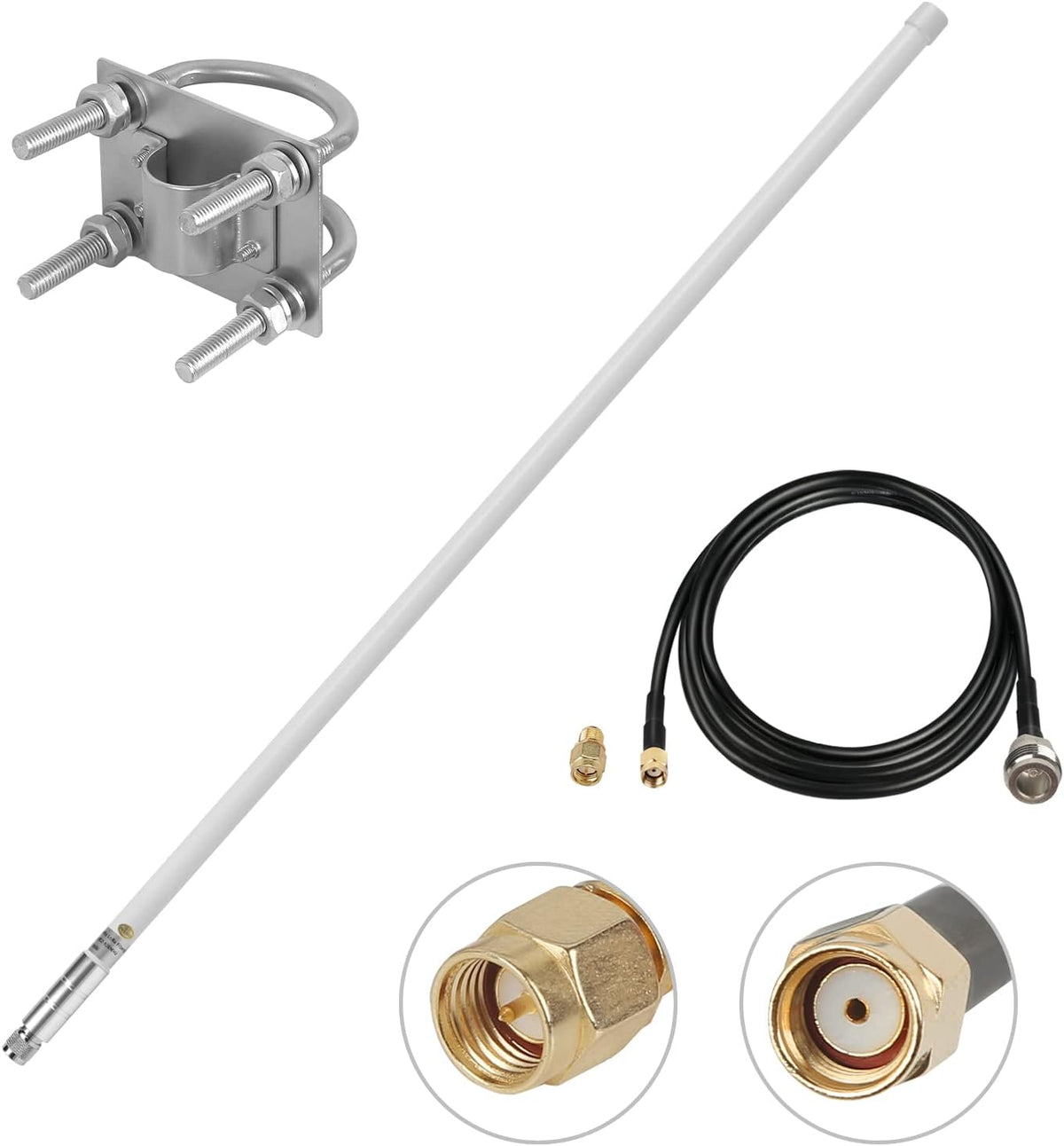 8dBi LoRa Antenna 915Mhz Omni-Directional Antenna with 10ft LMR200 Cable White 110cm A671190