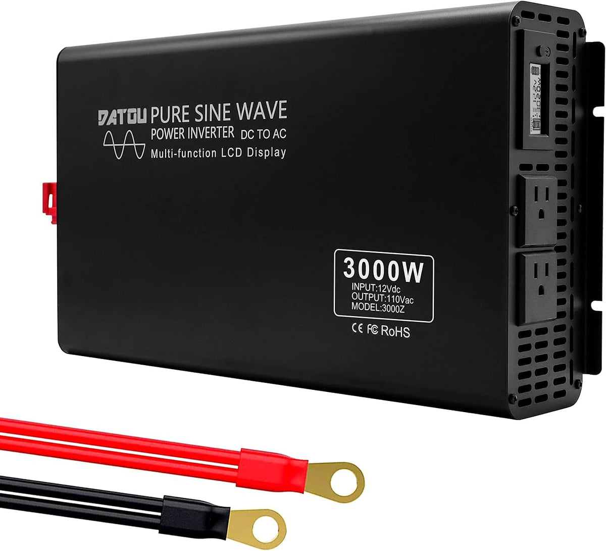 1500W Pure Sine Wave Power Inverter 12V DC to 110V AC with Dual AC Outlets B46666