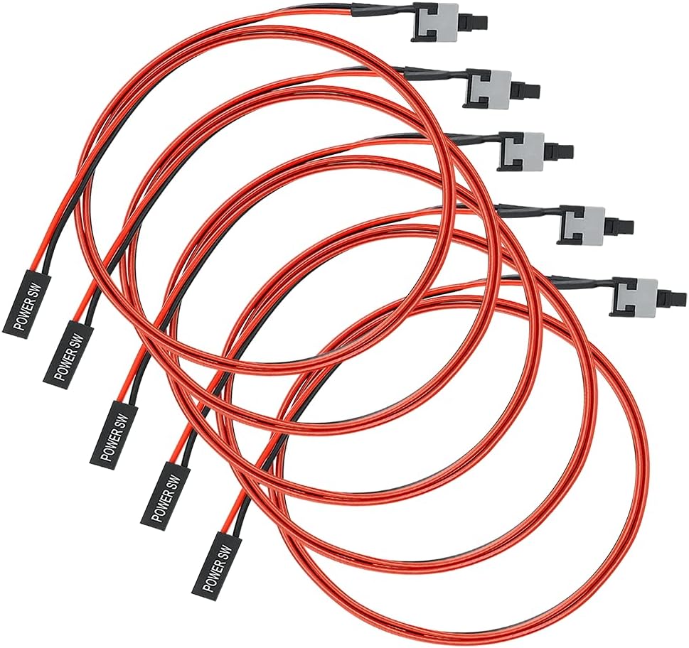 5pcs 2 Pin PC Power Cable Push Button ATX Computer Switch Wire Restart Switch 55CM P3175