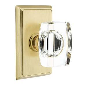 Satin Brass Privacy Door Knob with Rectangular Rose B3412