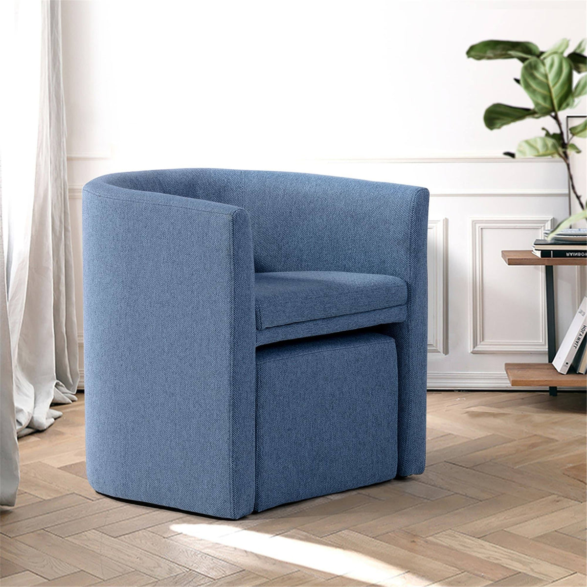 Blue Accent Chair with Ottoman F68679