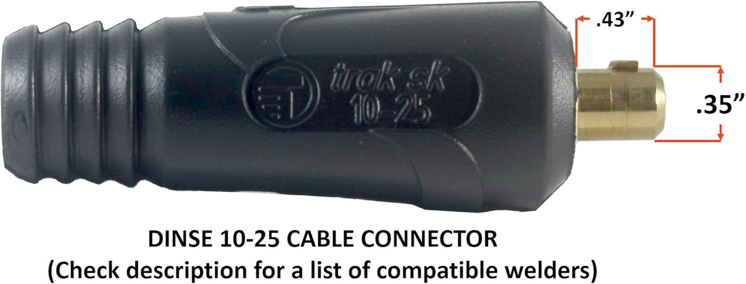 200 Amp Welding Leads Assembly Set with Dinse Connector, #2 AWG Cable, 15 Feet Each Lead J4491