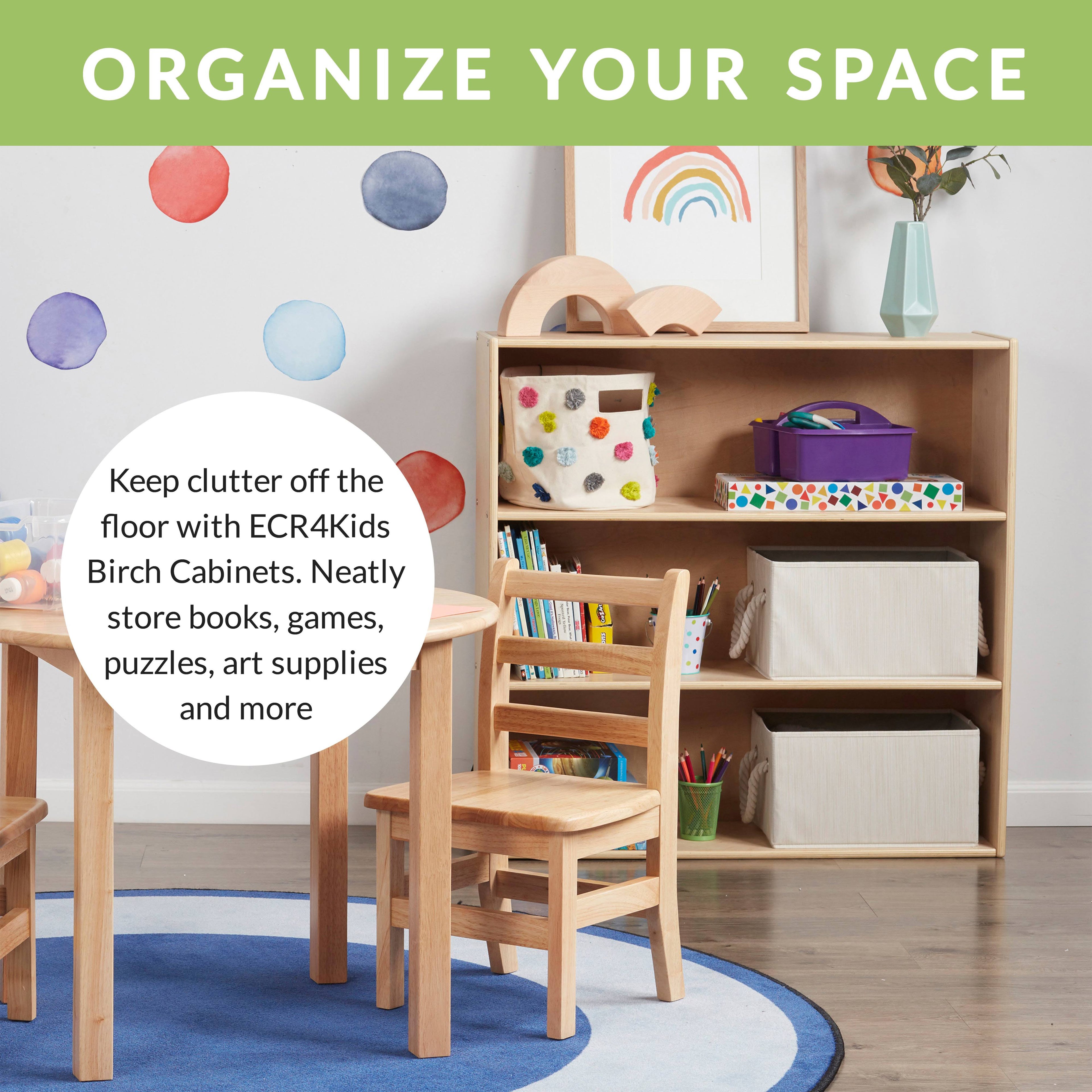 Birch 3-Shelf Storage Cabinet with Back 36in H A652