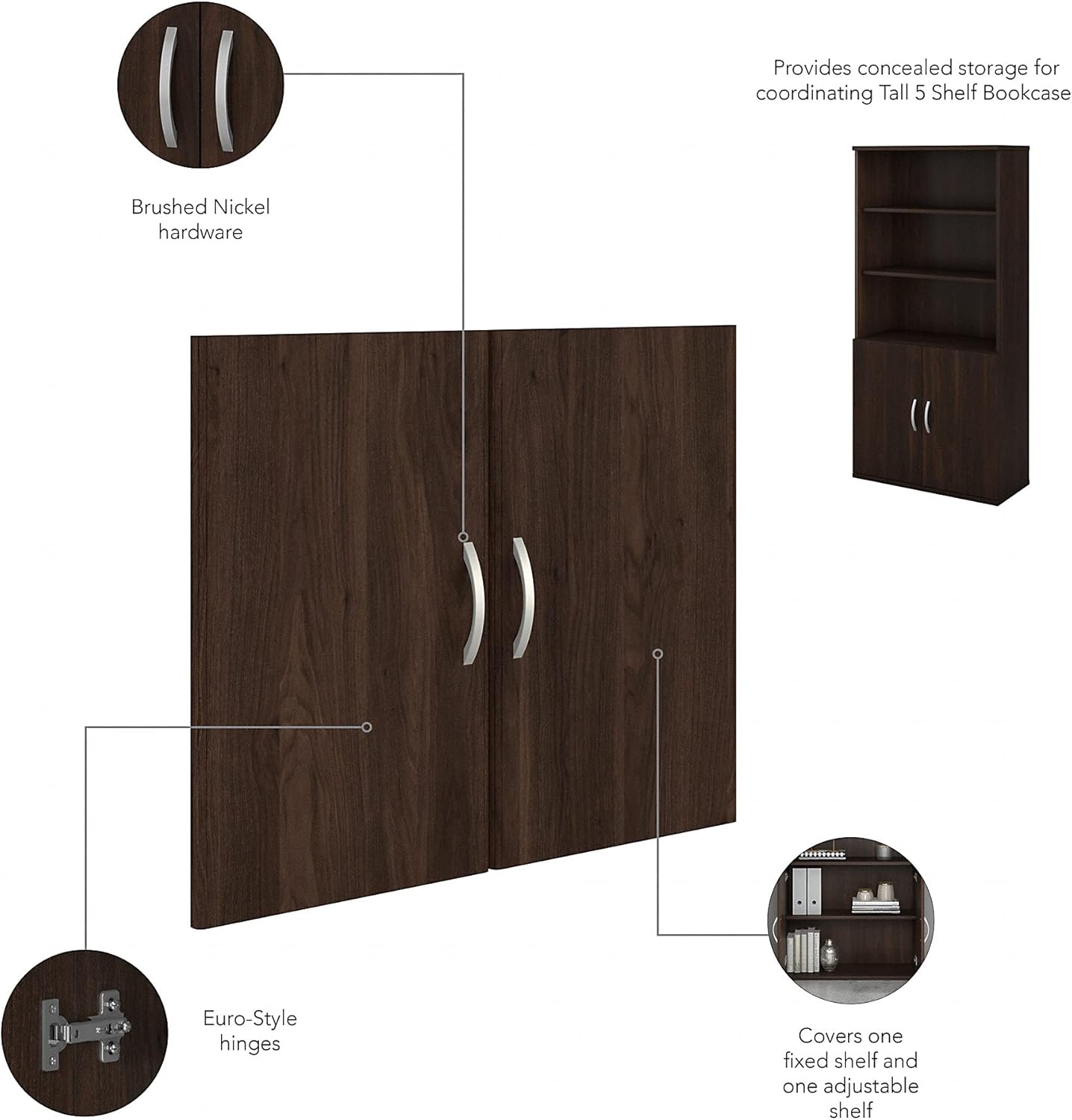 Black Walnut Bookcase Door Kit Pack of 2 D5024