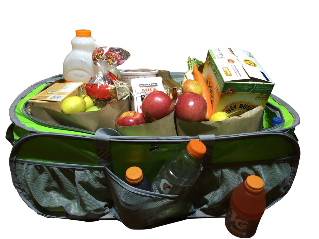 Heavy Duty Trunk Organizer Cargo Bag with Lime Green / Silver N101