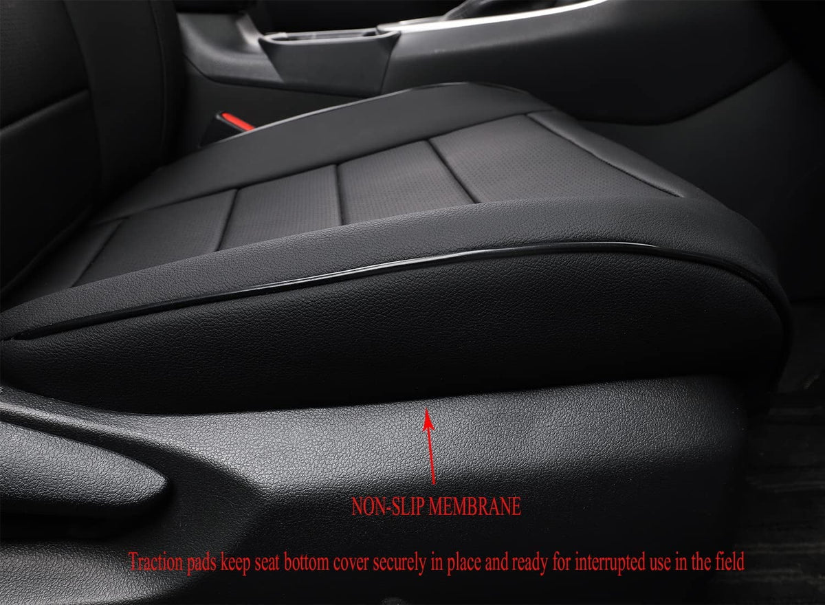 Black Breathable Leather Car Seat Covers Full Set Q256