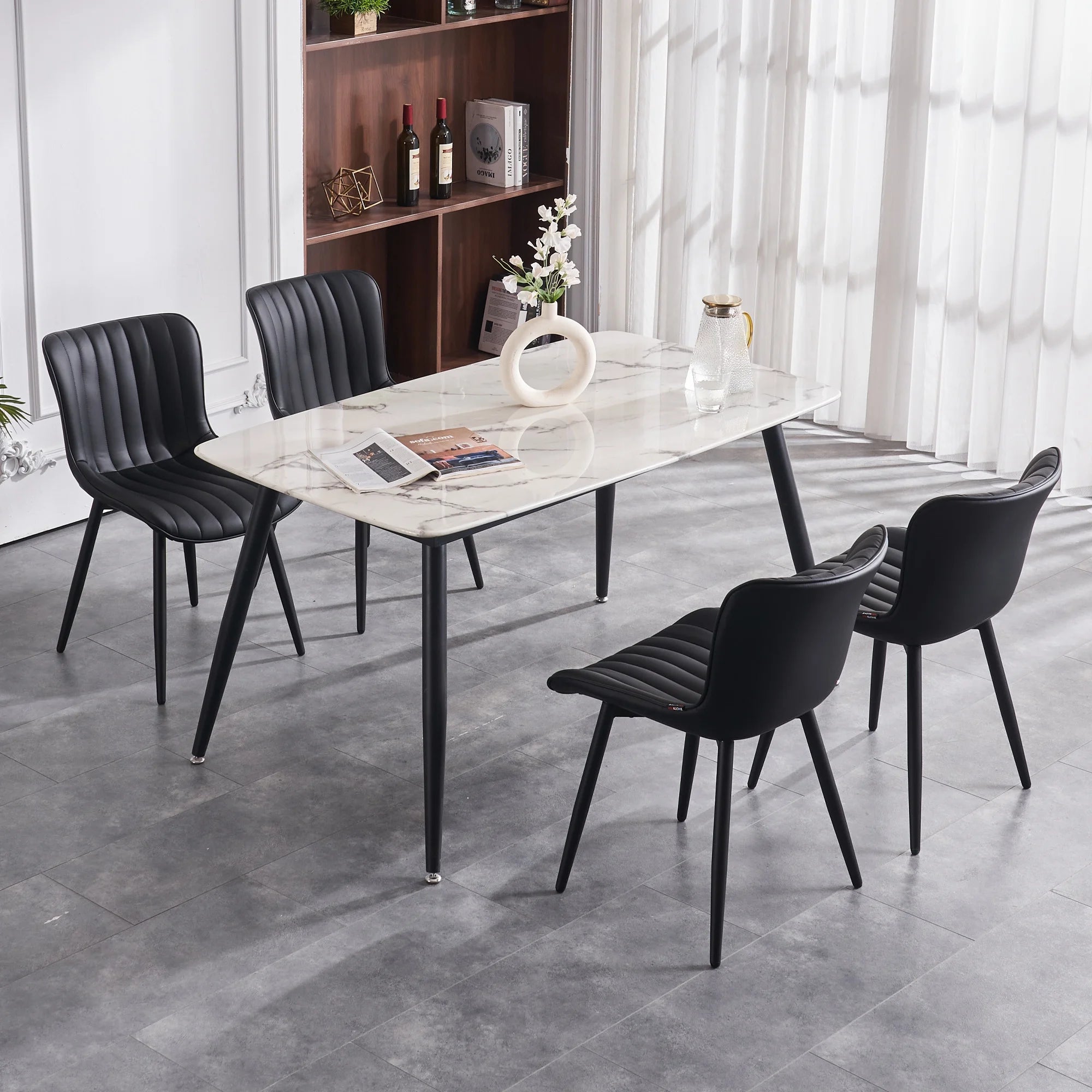 Black Faux Leather Dining Chair V339