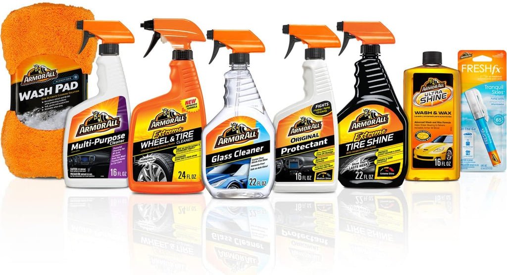 Car Care Kit, Car Wax & Wash Kit, Glass Cleaner, Car Air Freshener, Tire & Wheel Cleaner, 8 Pieces Pack of 2 E1185