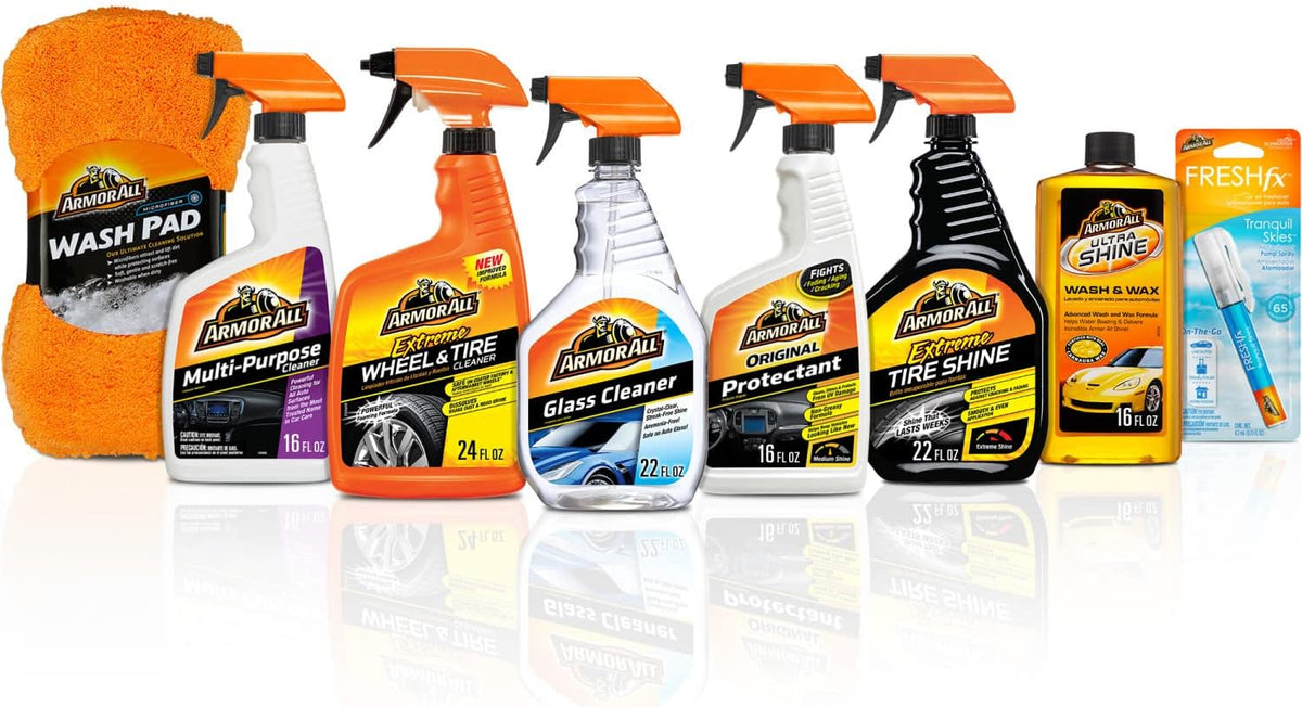 Car Care Kit, Car Wax & Wash Kit, Glass Cleaner, Car Air Freshener, Tire & Wheel Cleaner, 8 Pieces Pack of 2 E1185