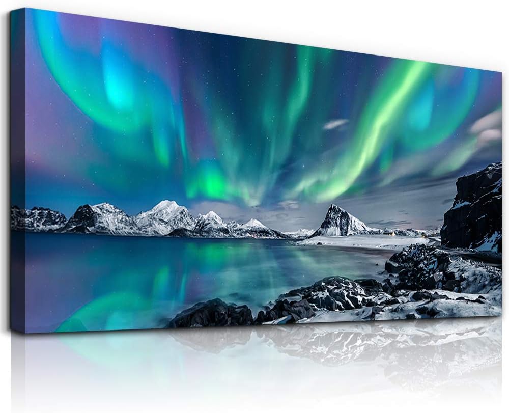 Mountain Landscape Painting Canvas Wall Art, Stretched and Framed Ready to Hang, 20 x 40inch U175