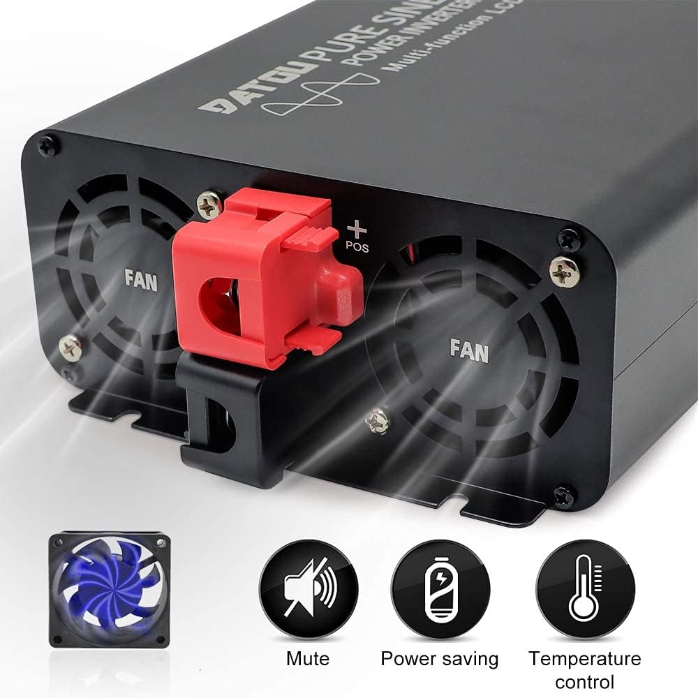 1500W Pure Sine Wave Power Inverter 12V DC to 110V AC with Dual AC Outlets B46666