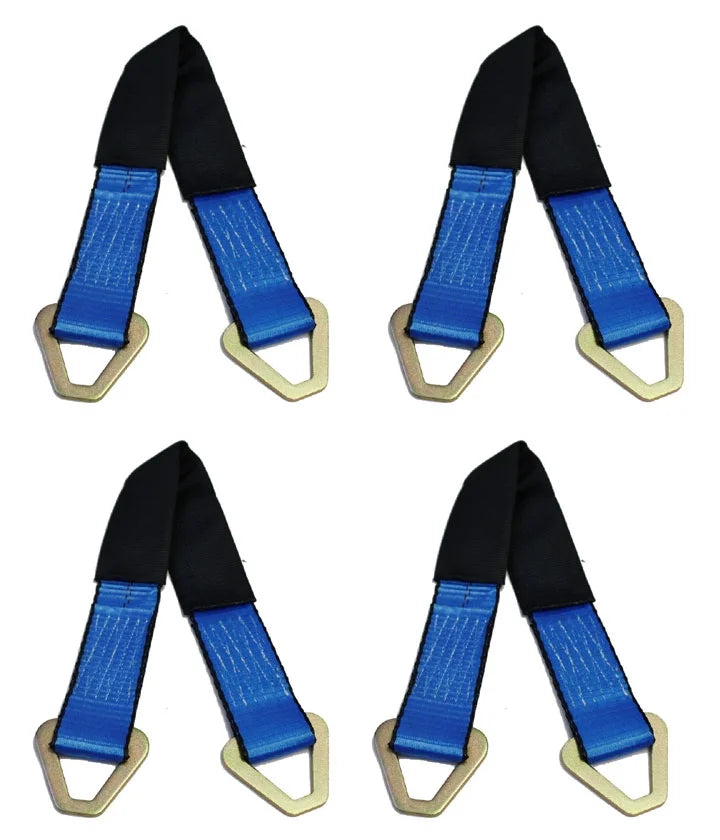 (4 Pack) 2" x 24" Heavy Duty Tie Down Axle Straps with D-Ring and Protective Sleeve, 10,000LBS Capacity W541