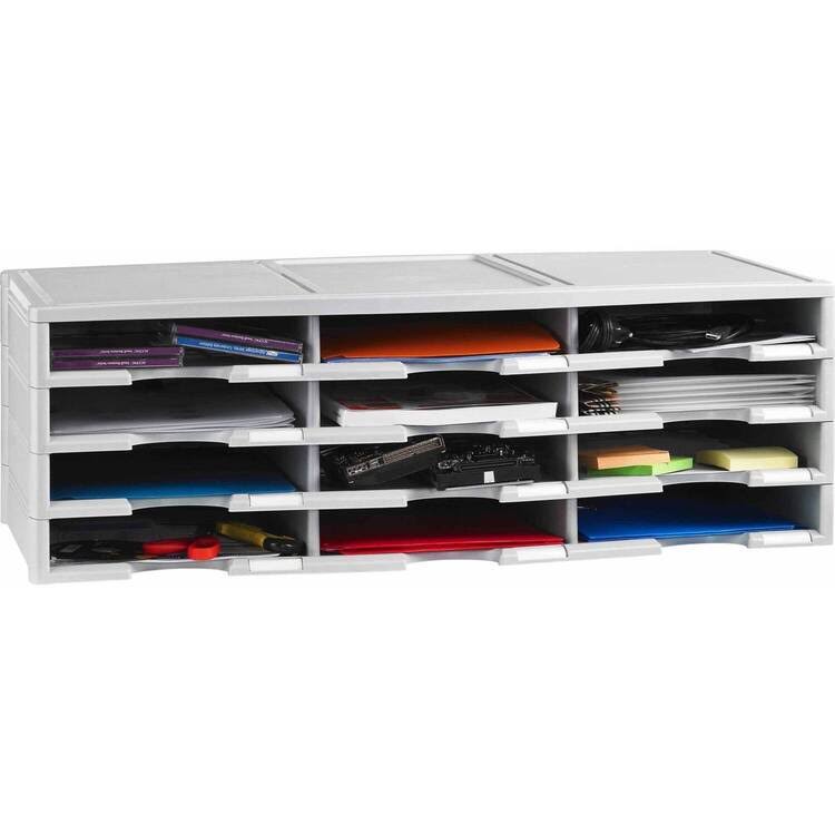 12-Compartment Literature Organizer, Gray U612680