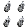 4 inch Thermoplastic Rubber Wheel Swivel Threaded Stem Caster Set Y300590