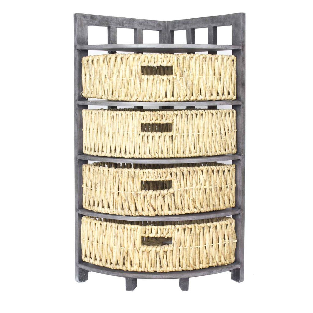 Brown Wood MDF Storage Cabinet with 4 Baskets S29652