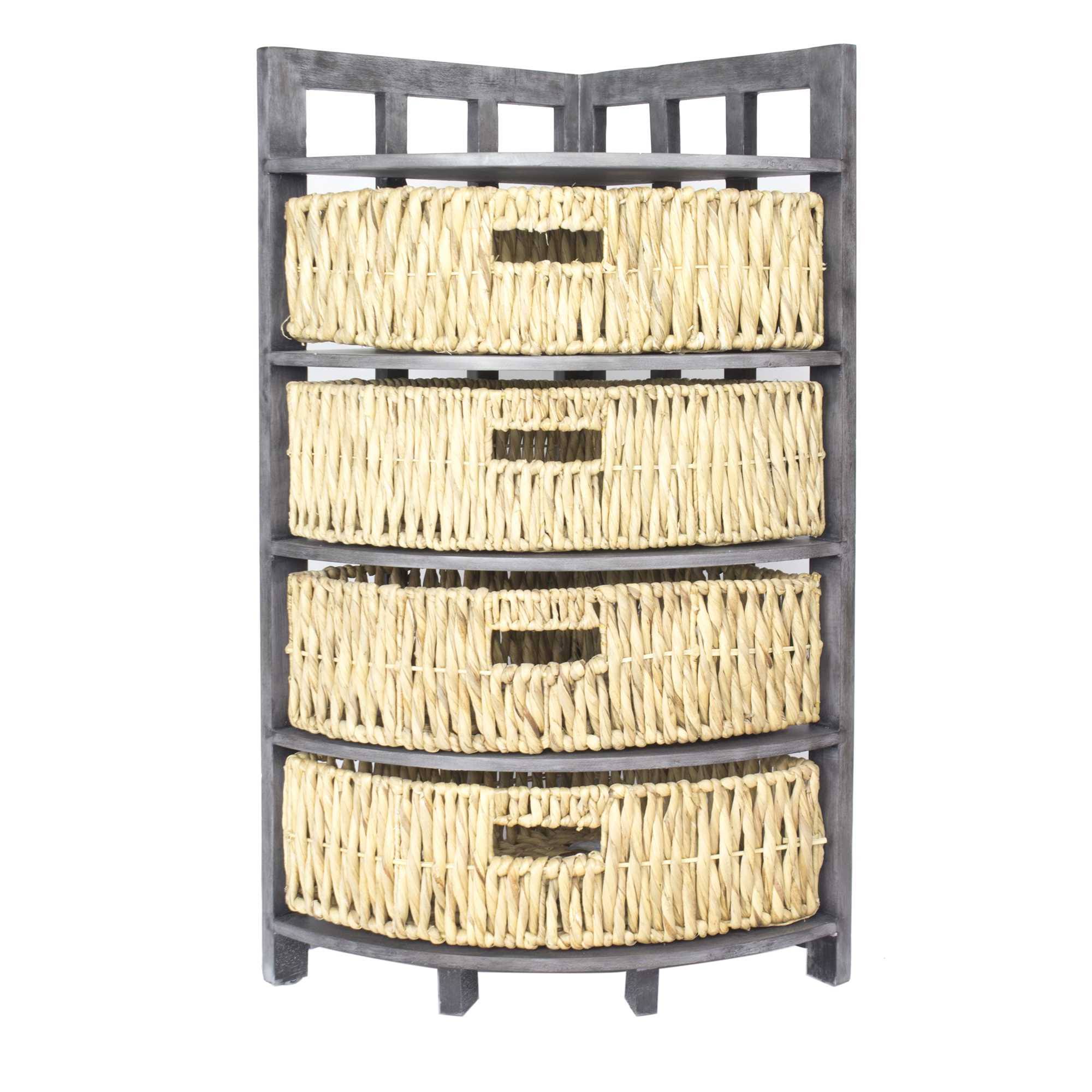 Brown Wood MDF Storage Cabinet with 4 Baskets S29652