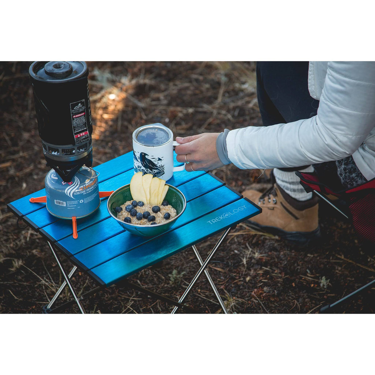 Blue Aluminum Portable Camping Side Table J32755