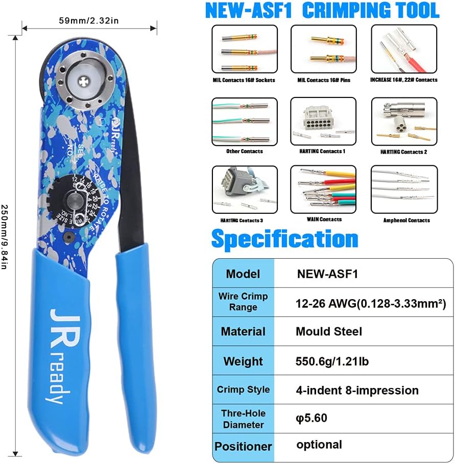8 indent crimping tool for wire 12-26 awg solid barrel contact V265