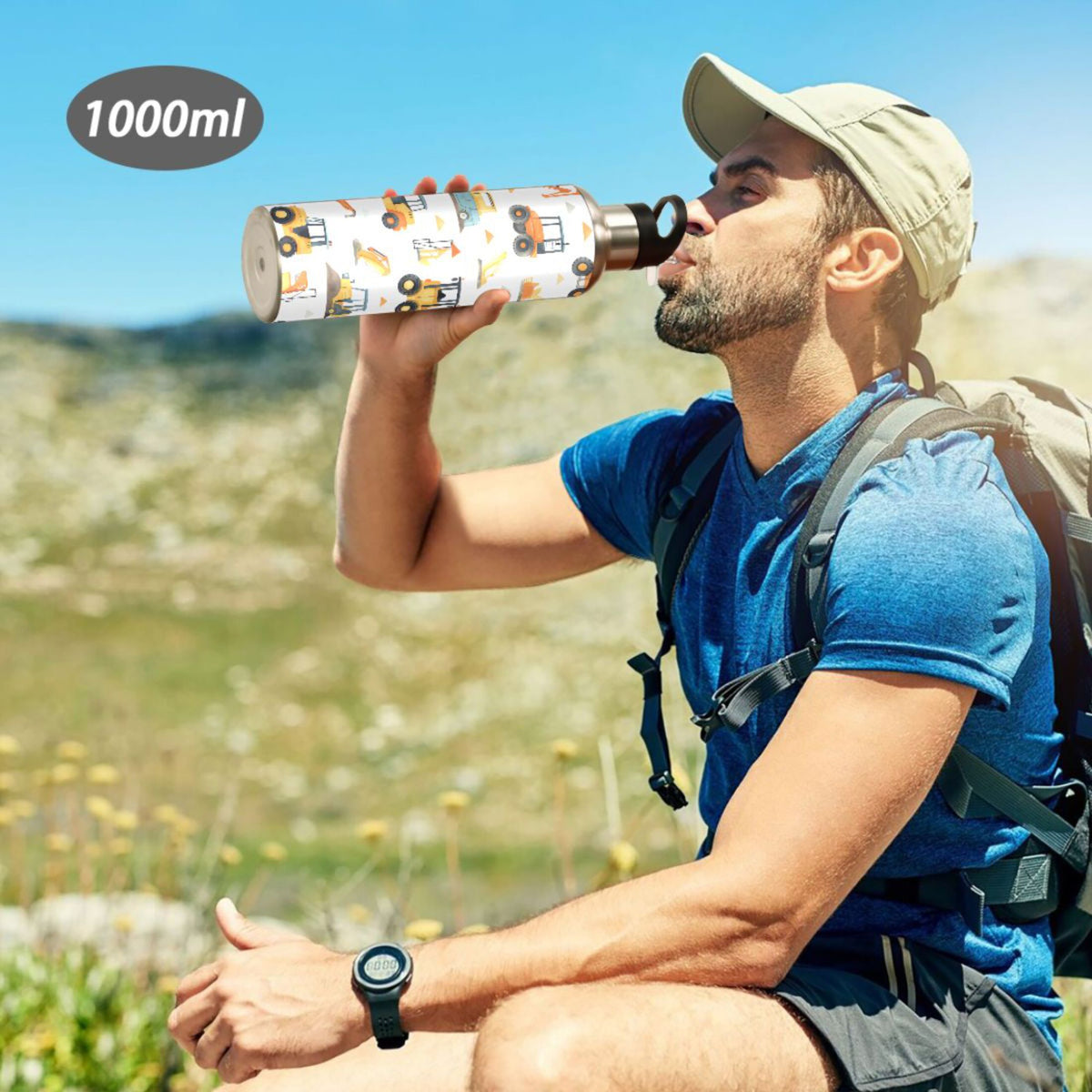 Stainless Steel Insulated Vacuum Flask Water Bottle with Straw Lid V91689