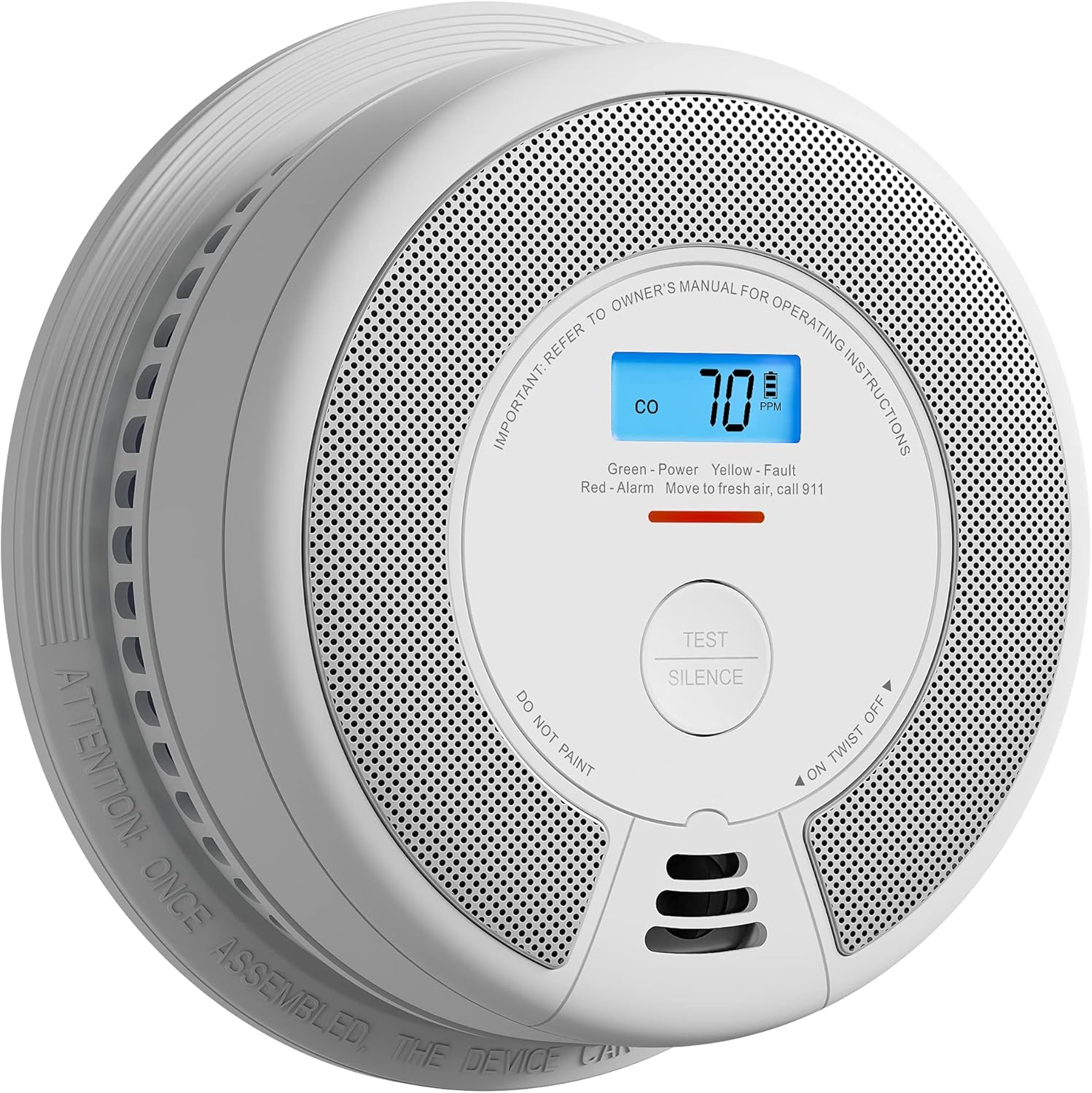 10-Year Battery Dual Sensor Smoke and Carbon Monoxide Detector Alarm with LCD Display, 5-Pack C500