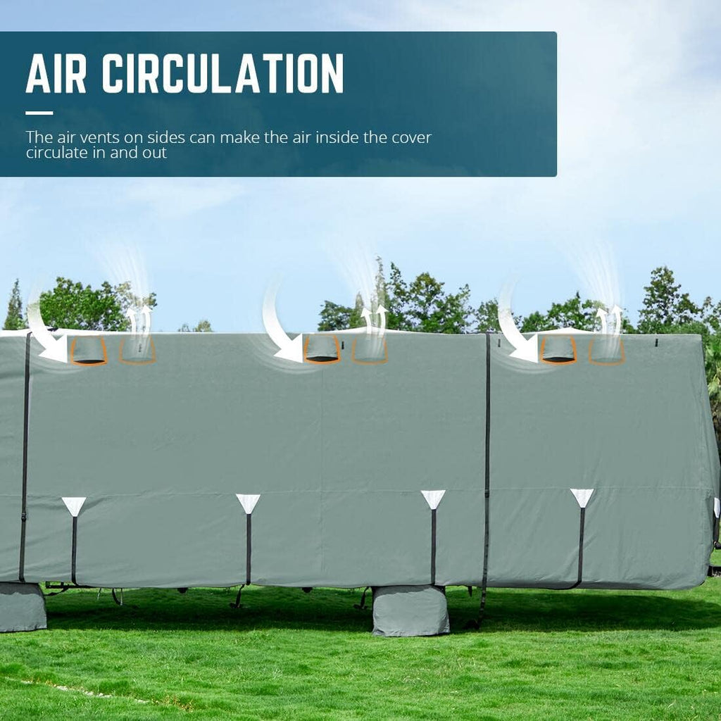 RV Cover, Extra-Thick 5 Layers Anti-UV Top Panel, Fits 26'-29' Motorhome, with 2Pcs Extra Straps & 4 Tire Covers D272400