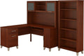 L Shaped Desk with Hutch and 5 Shelf Bookcase, 72W, Storm Gray I66829