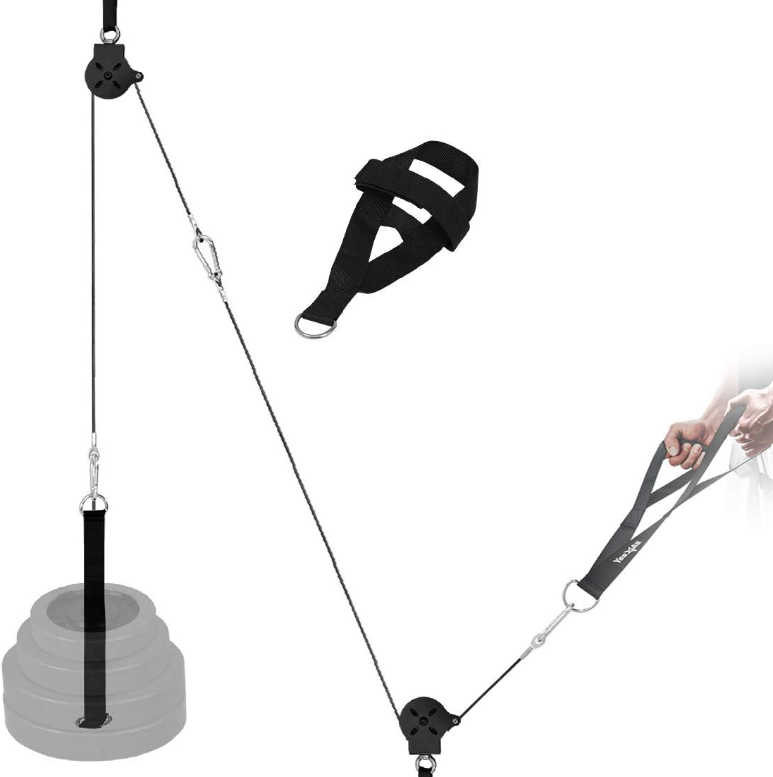 Weight Plate Loading Pin 1 inch and 2 inch with Tricep Rope Cable Attachment Pack of 2 Y994809