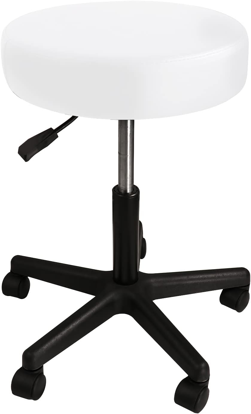 Black Adjustable Round Rolling Stool L979
