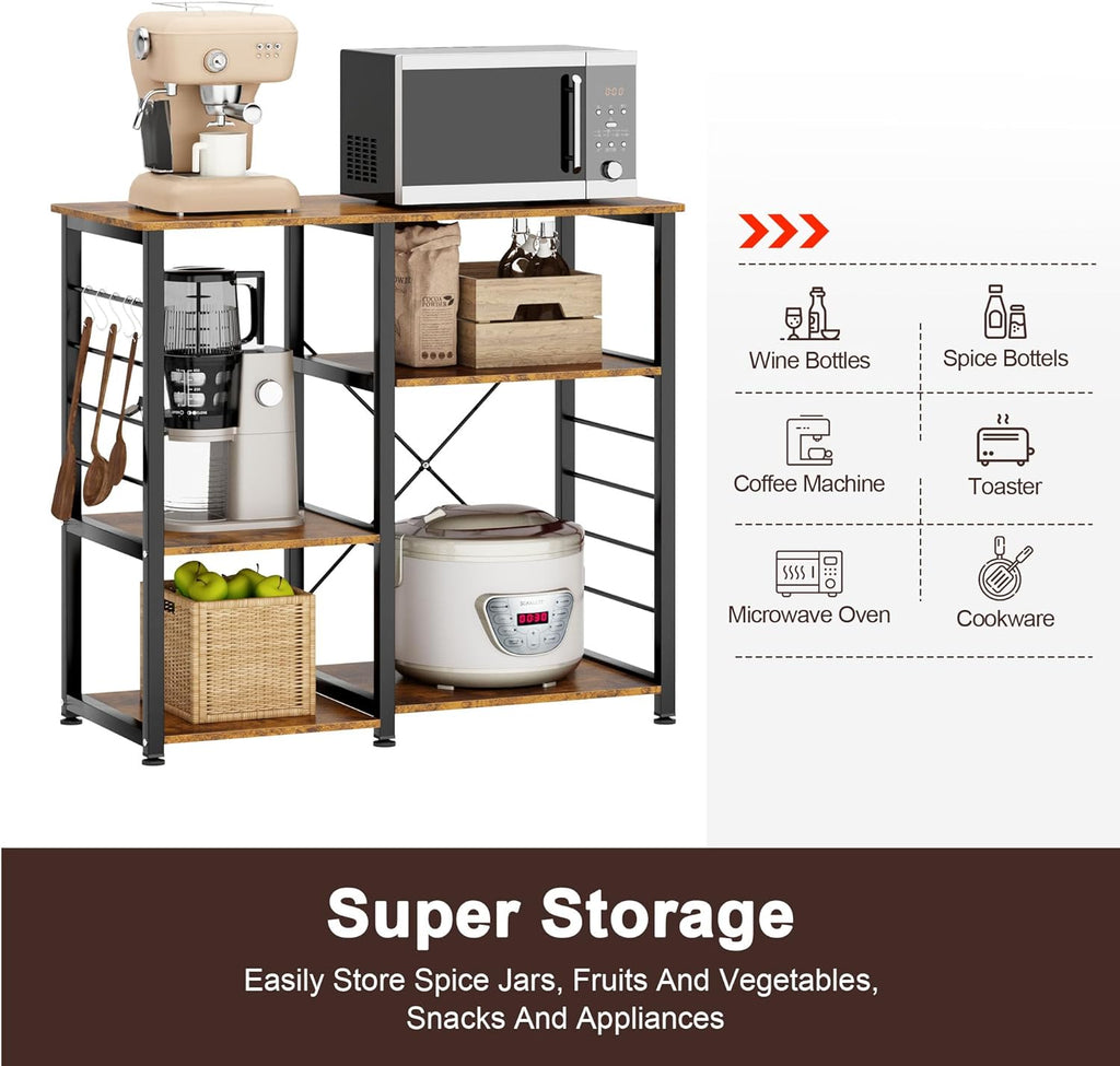 Rustic Brown Kitchen Storage Cart Workstation Shelf A941686