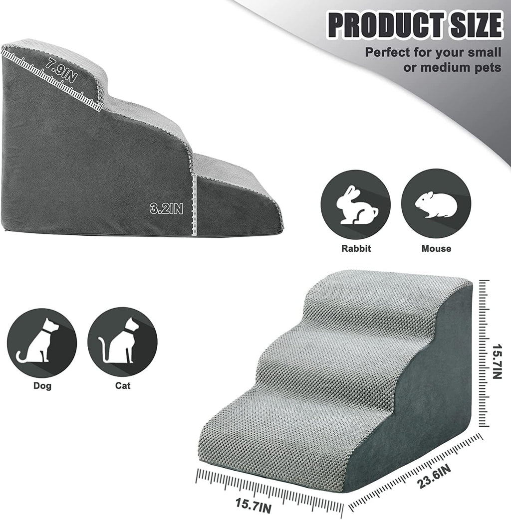 Grey Non-Slip Foam Pet Ramp Stairs O70372