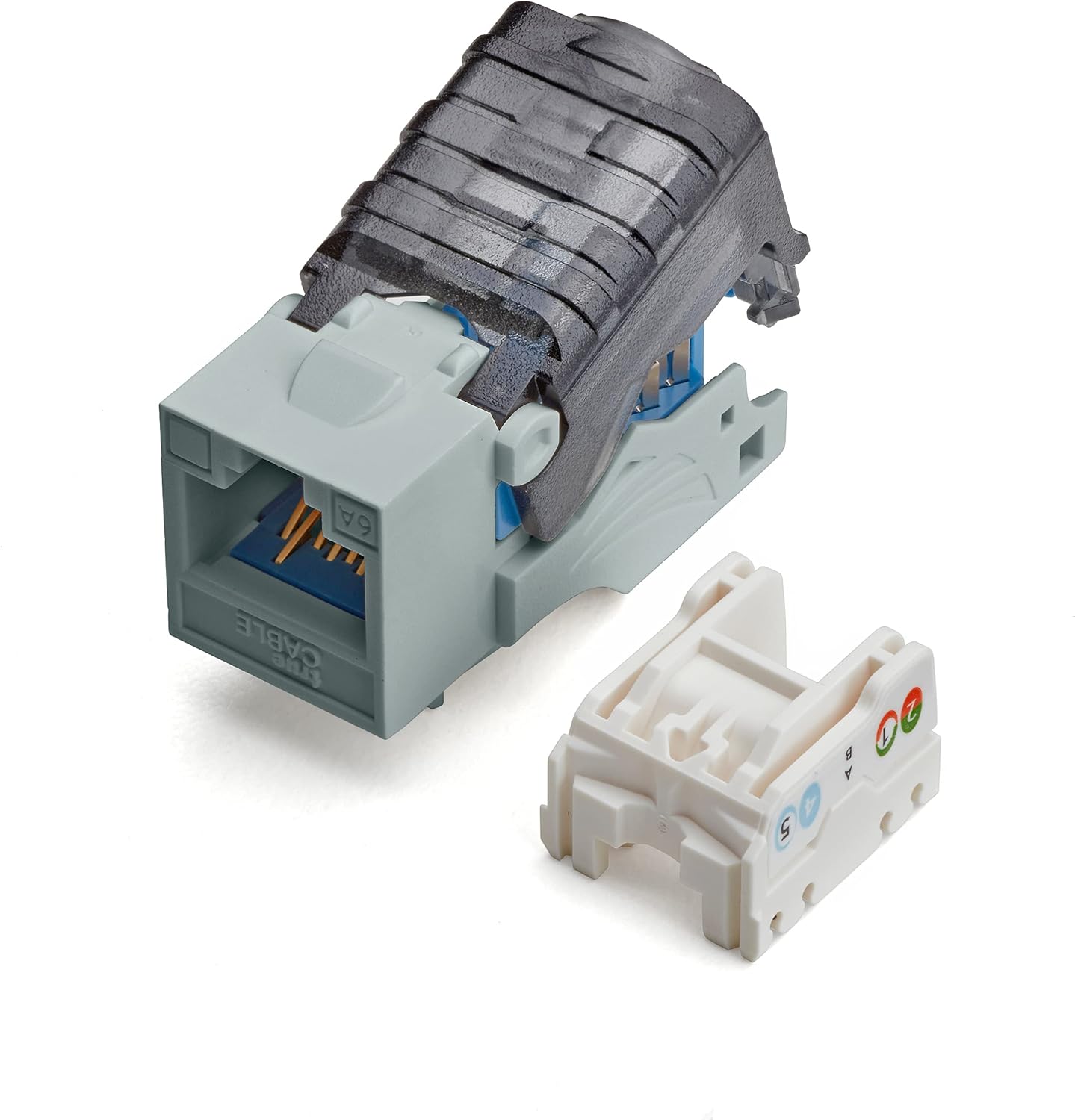 Cat6A Toolless Keystone Jack, Unshielded (UTP), RJ45 Female, White, 12 Pack Pack of 2 X21172