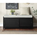 Black Wood Storage Bench with 2 Cabinets U206093
