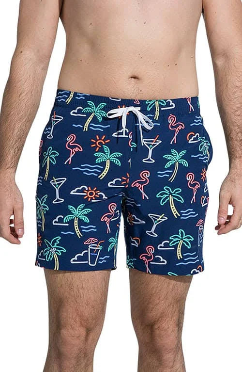 Neon Lights 7x22 Stretch Zipper Back Pocket Mens Swim Trunks W2296
