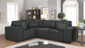 Modular Sectional Sofa with Ottoman in Dark Gray Linen K2833