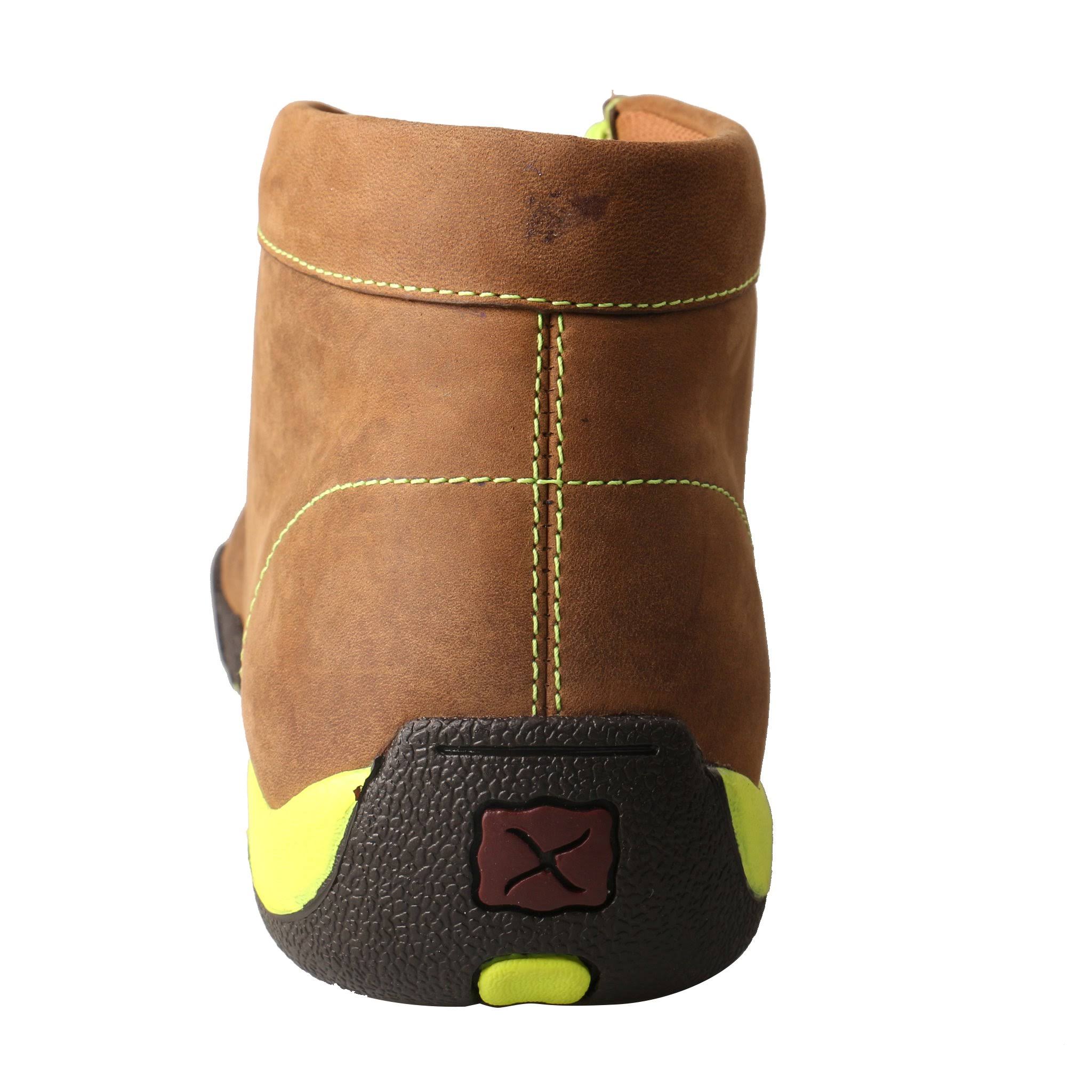 Distressed Saddle/Neon Yellow Leather Driving Moc R3841