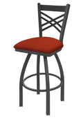 25 inch Swivel Counter Stool with Pewter Finish and Graph Poppy Seat Y680