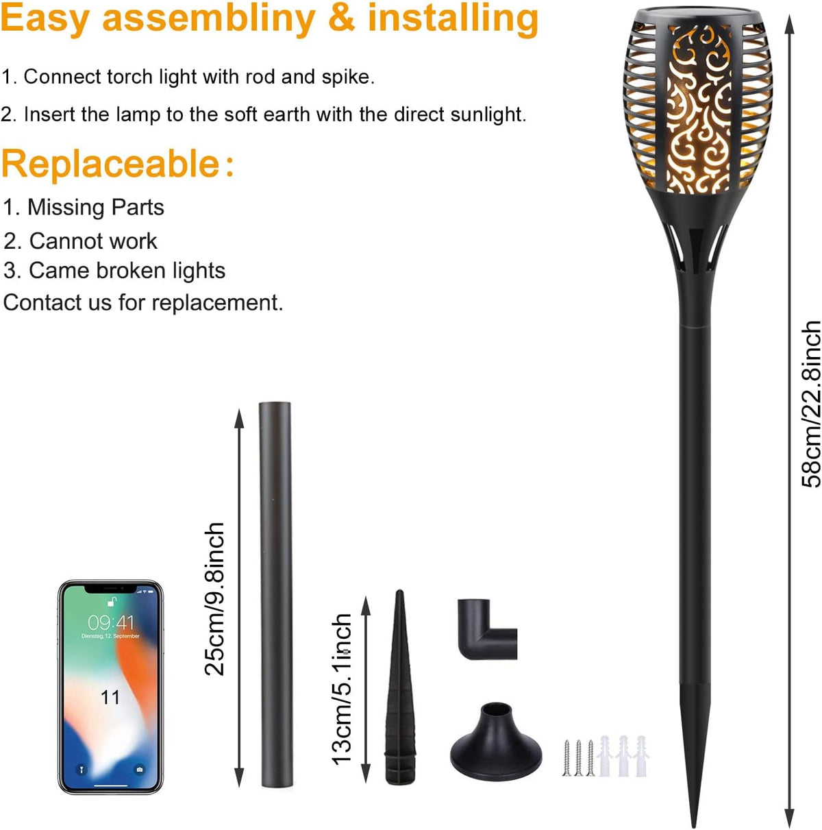 8 Pack Solar Flame Torch Lights L351